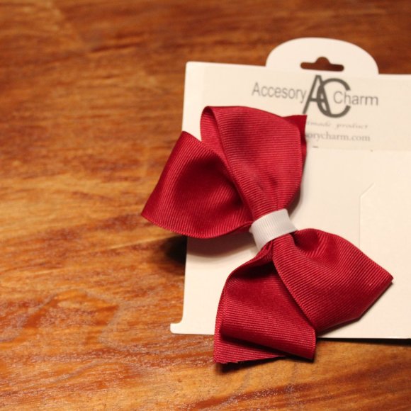 Red/white Hair Bow Accessory charm - Picture 1 of 1